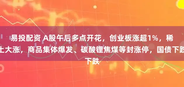 易投配资 A股午后多点开花，创业板涨超1%，稀土大涨，商品集体爆发、碳酸锂焦煤等封涨停，国债下跌